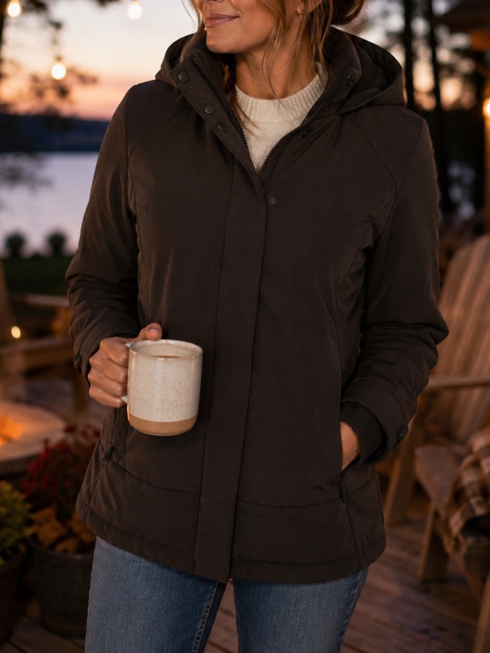 Avia Dark Espresso Brown Softshell Hooded Jacket Size S Outdoor Activewear